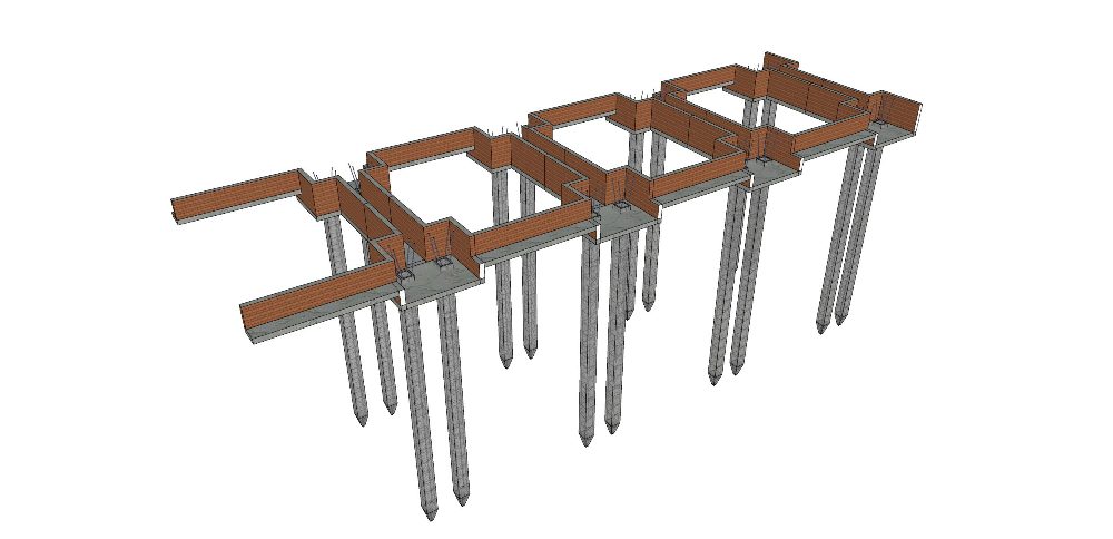 Cấu tạo móng cọc — cọc xuyên qua lớp đất yếu xuống lớp đất cứng